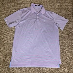 RLX Ralph Lauren Mens XL Purple Lime Green Striped Golf Polo Performance Shirt